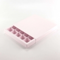 Коробка на 25 конфет с фальшбортом перламутровая дизайнерская нежно-розовая "Originals Candy Pink" без окна (20,4*20,4*3 см)